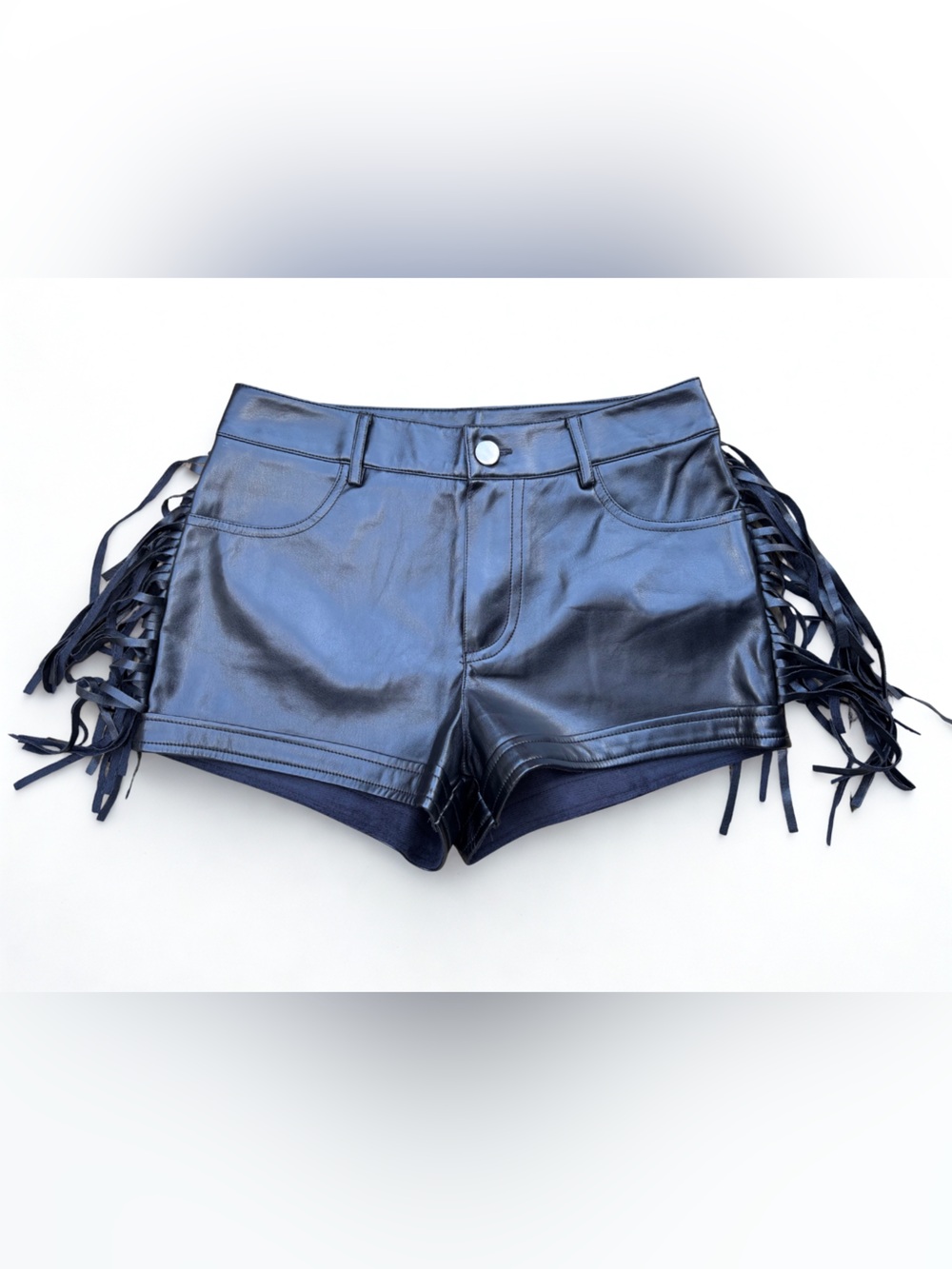 Forever 21 Faux Leather Fringe Shorts Festival Pleather Shorts Sz S like new